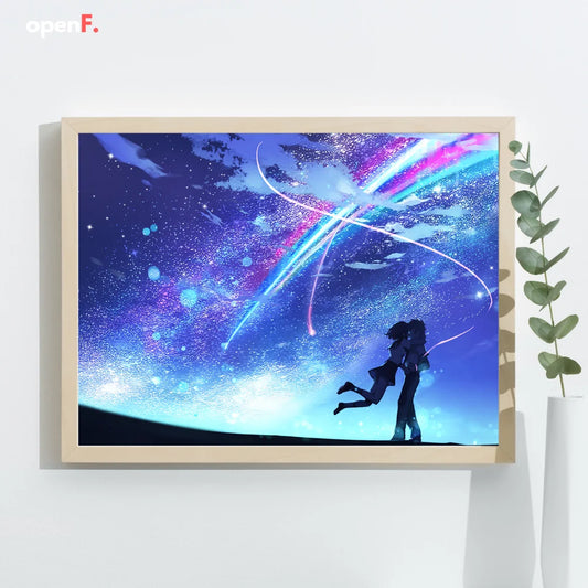 Your name anime INS romantic starry sky led night light painting,USB plug rechargeable desk mood lamp,Special gifts for couples